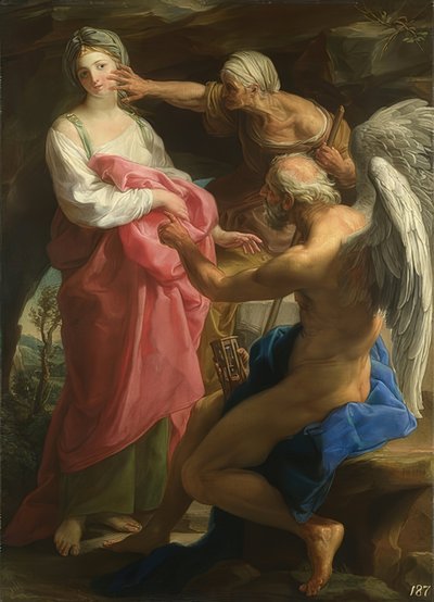 El tiempo ordena a la vejez destruir la belleza. 1746 de Pompeo Girolamo Batoni