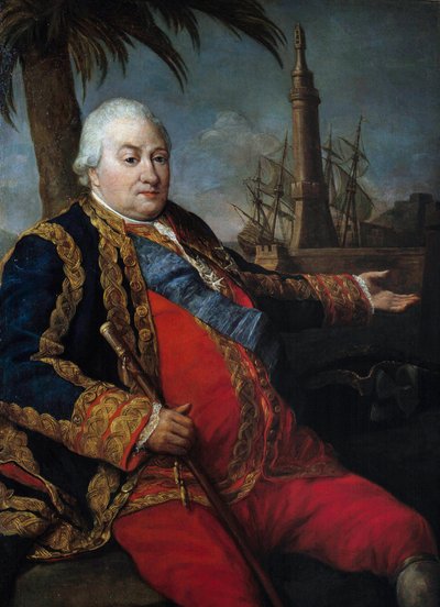 Retrato de Pierre Andre de Suffren de Saint Tropez, bailío de Suffren (1729-1788), vicealmirante, en gran uniforme de oficial naval de Pompeo Girolamo Batoni