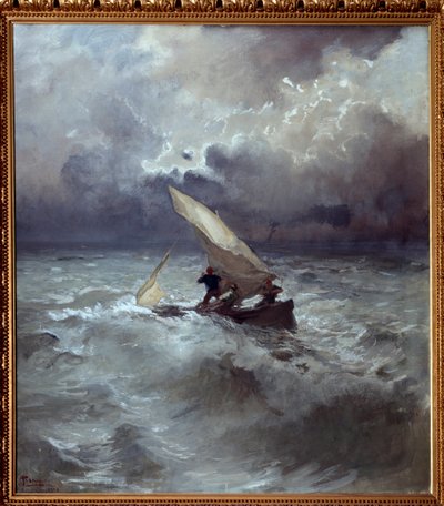Tempestad en el mar. Pintura de Pompeo Mariani (1857-1927) 1898. Genes, Galleria d