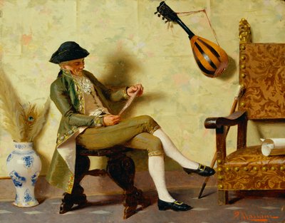Traje italiano del siglo XVIII (óleo sobre lienzo) de Pompeo Massani