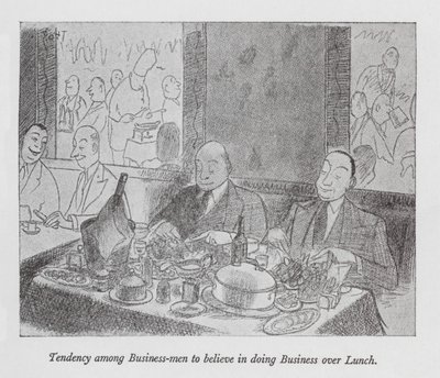 Tendencia entre los hombres de negocios a hacer negocios durante el almuerzo (litografía) de Pont (1908 40)