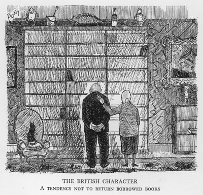 El Carácter Británico, Tendencia a no devolver libros prestados (litografía) de Pont