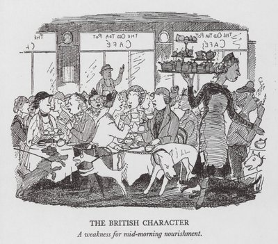 El carácter británico, debilidad por la comida de media mañana (litografía) de Pont (1908 40)