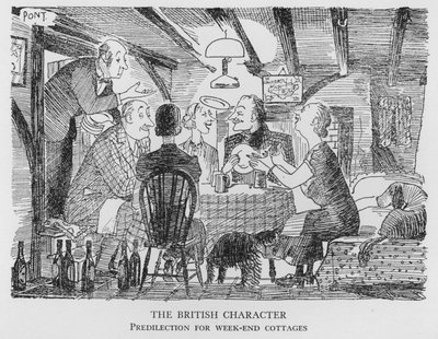El Carácter Británico, Predilección por las cabañas de fin de semana (litografía) de Pont
