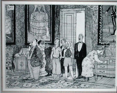 El carácter británico: gran interés en casas históricas, ilustración de Punch, publicada el 8 de julio de 1936 de Pont