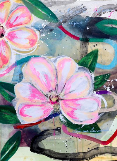 Abstracto floral rosa de Poonam Choudhary