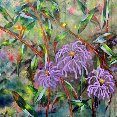 Flores de jardín en tonos morados vivos de Poonam Choudhary
