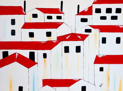 Casas blancas con tejados rojos de Poonam Choudhary