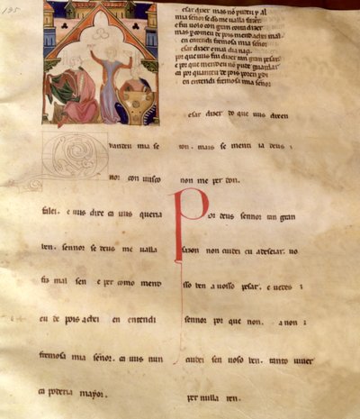 Versos de Canciones de Ajuda, Página 195R, siglos XIII-XV de Portuguese School