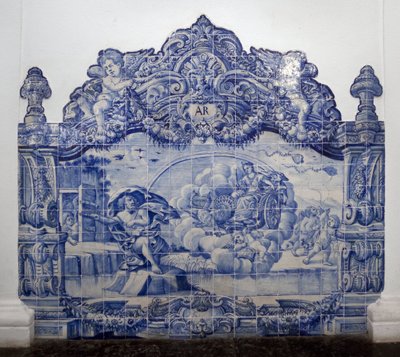 Alegoría del aire - Azulejos, loza pintada de Portuguese School