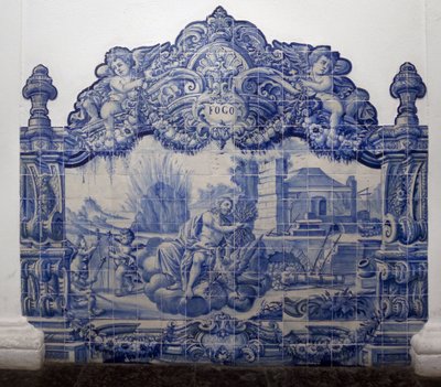 Alegoría del fuego - Azulejos, loza pintada de Portuguese School