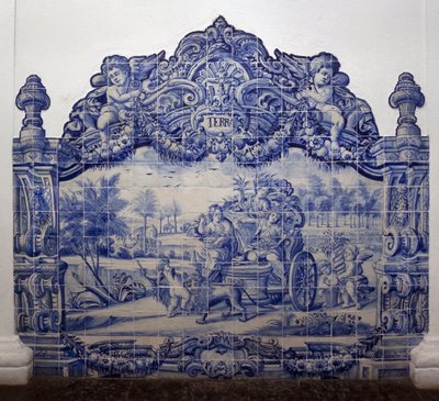 Alegoría de la Tierra - Azulejos, loza pintada de Portuguese School