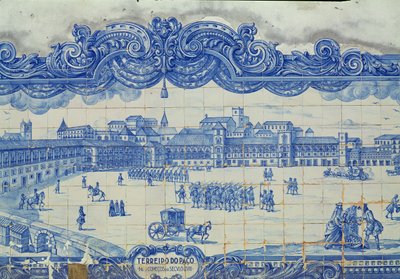 Azulejos que representan la Praça do Comércio, Lisboa de Portuguese School