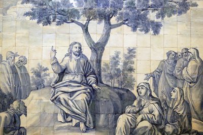 Iglesia de la Misericordia. Azulejos. El sermón del monte. Jesús. Évora. Portugal. de Portuguese School