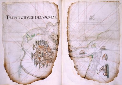 Cotton Tiberio D. IX, ff.36v-37 Cuaquem y el Golfo Pérsico, ilustración de 