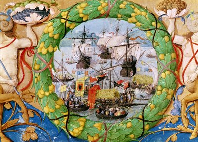 Festival de la Flota Portuguesa, ilustración de Lettura Nova por Alem Douro, 1513 de Portuguese School