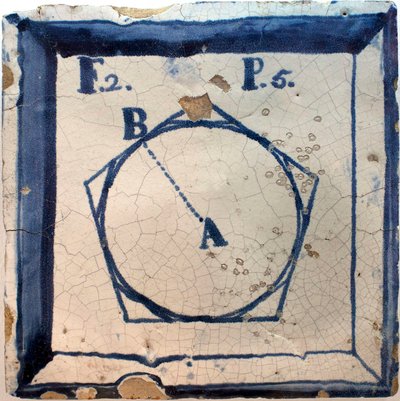 Esquema geométrico de un pentágono, loza vidriada, Lisboa segunda mitad del siglo XVIII de Portuguese School