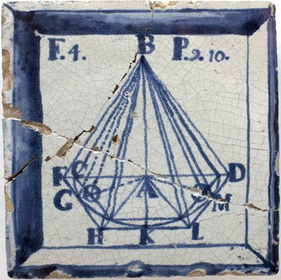 Esquema geométrico de una pirámide, loza vidriada, Lisboa segunda mitad del siglo XVIII - Museo Nacional del Azulejo, Lisboa (Portugal) de Portuguese School