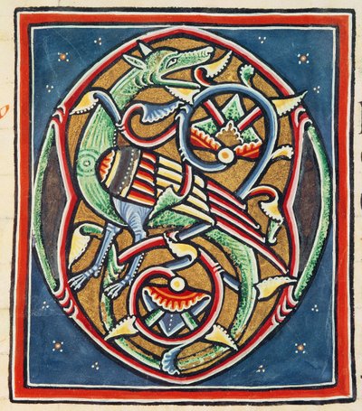 Ms 3089 fol.35r Inicial O habitada, siglo XII o XIII de Portuguese School