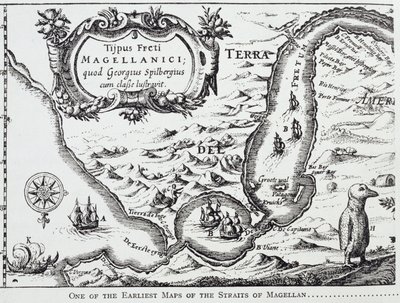 Uno de los primeros mapas del Estrecho de Magallanes, de 