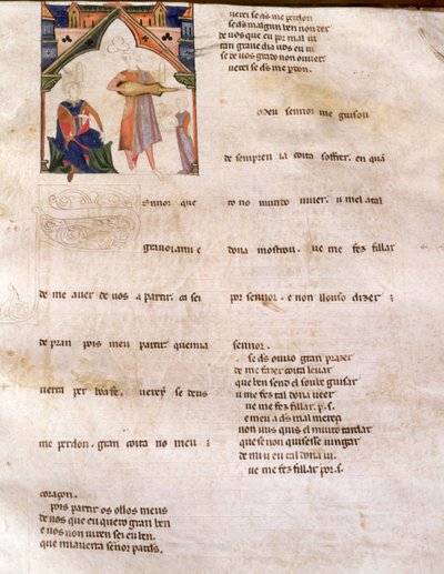 Página 197R del Libro de Versos de Ajuda, Página 197R, siglos XIII-XIV de Portuguese School