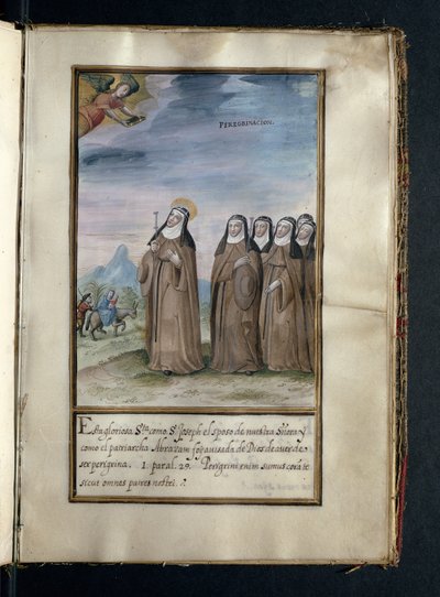Peregrinación, de una historia de las peregrinaciones de las monjas de Syon, compilada en Lisboa a principios del siglo XVII de Portuguese School