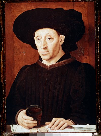 Retrato del hombre con la copa de vino de Portuguese School