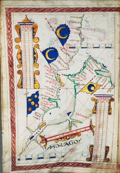 Escala: [ca. 1:14 500 000]. Lugares adicionales: Golfo Pérsico, Golfo de Omán, c.1550-60 (vitela) de Portuguese School