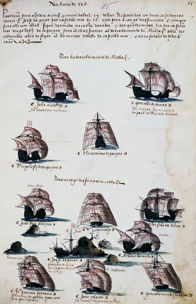 Barcos de expediciones marítimas para descubrir Malaca de Portuguese School
