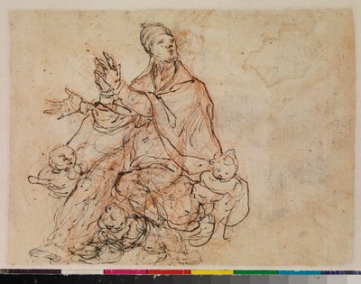 Estudio para la apoteosis de un santo obispo (verso) de Portuguese School