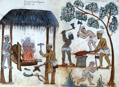 La metalurgia india primitiva. Manuscrito portugués del siglo XVI. Roma, Bibl. Casanatense de Portuguese School