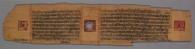 Hoja de un manuscrito jainista: Shalibhadra: Monje jainista enseñando con una página de manuscrito..., 1279 de Pradyumnasuri