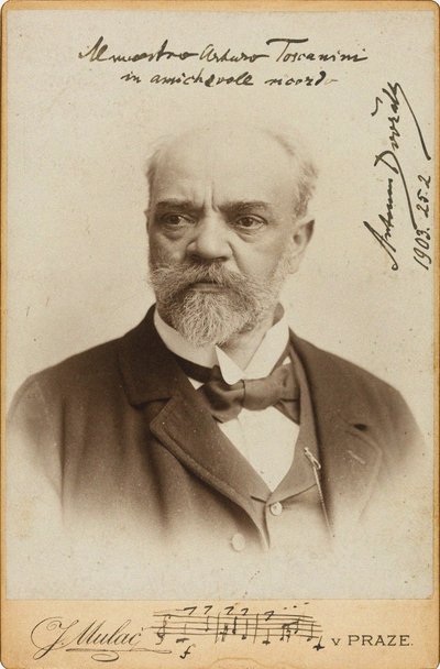 Retrato del compositor Antonin Dvorak 1841-1904, c. 1900 de Prague . Photo studio J. Mulac