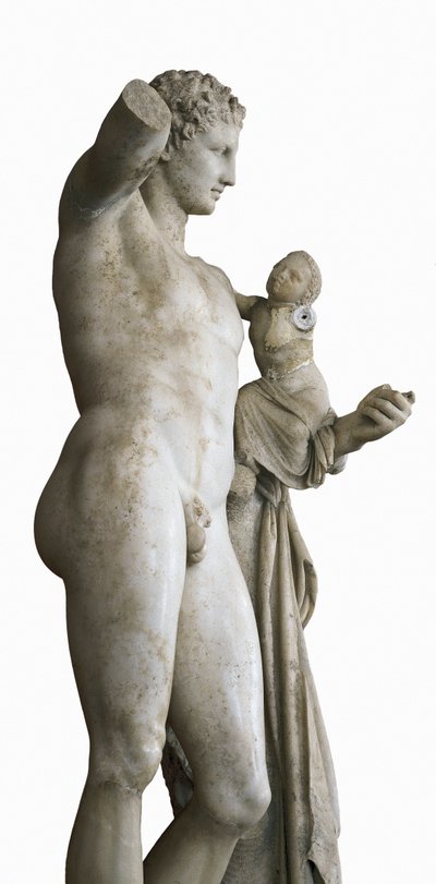 Hermes llevando al niño Dionisio, c. 330 a.C. (mármol) de Praxiteles
