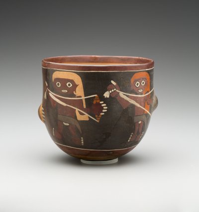 Cuenco decorado con hombres hilando de Pre Columbian Pre Columbian