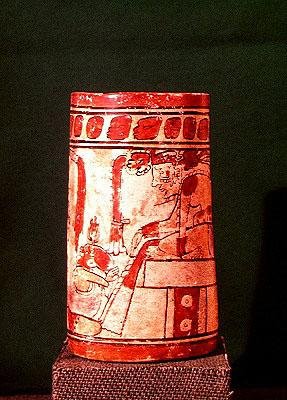 Jarrón cilíndrico, maya, siglo VII-VIII de Pre Columbian Pre Columbian