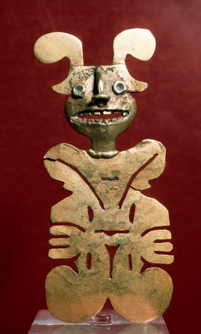 Arte precolombino, civilización Quimbaya (Colombia): estatuilla antropomorfa en oro de Pre Columbian Pre Columbian