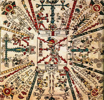 Dios azteca Xiuhtecuhtli. El Códice Fejérváry-Mayer, siglo XV de Pre Columbian art