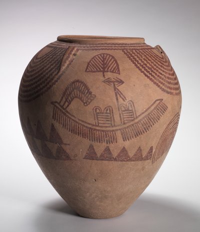 Jarra decorada con escenas de barcos, Período Predinástico Medio, Períodos Naqada IIc-d, circa 3300-3100 a.C. de Predynastic Period Egyptian