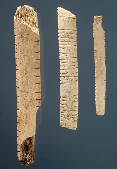 Tres huesos decorados de Prehistoric