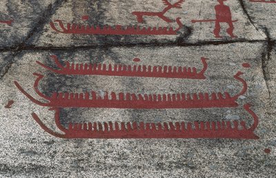 Barcos, roca Fossum, Petroglifo de Tanum, Suecia de Prehistoric Prehistoric
