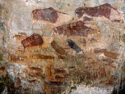 Pinturas rupestres hechas por el pueblo san, tercer milenio a.C. de Prehistoric Prehistoric