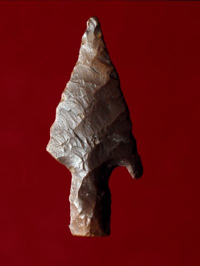 Antigüedad egipcia: punta de flecha del sitio de Fayoum en Egipto. Período predinástico. Verona, Museo Civico di Storia Naturale, Italia de Prehistoric Prehistoric