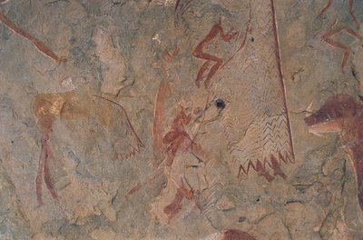 Figuras humanas y animales (pintura rupestre) de Prehistoric Prehistoric