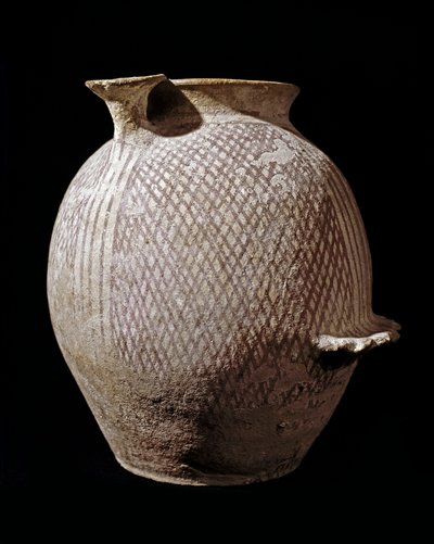 Prehistoria: vaso de cerámica policromada de Jericó. 3000-2100 a.C. Amán, Museo Arqueológico, Jordania de Prehistoric Prehistoric