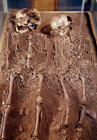 Prehistoria: Esqueletos de dos niños. 30000-25000 a.C. De la cueva de Grimaldi de Prehistoric Prehistoric