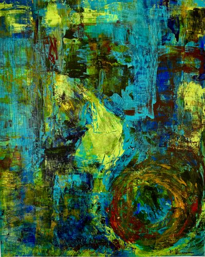 Remolinos abstractos en verde azulado dinámico de Preston Harmon