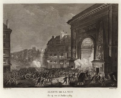 Multitudes se reúnen en las sombras de un arco triunfal de Prieur