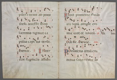 Bifolio de un antifonario: Música de Primo Miniatore di San Domenico