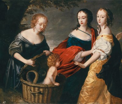 Retrato alegórico de tres damas y un niño como El Hallazgo de Erichthonius de Princess Louise Hollandine of the Rhine